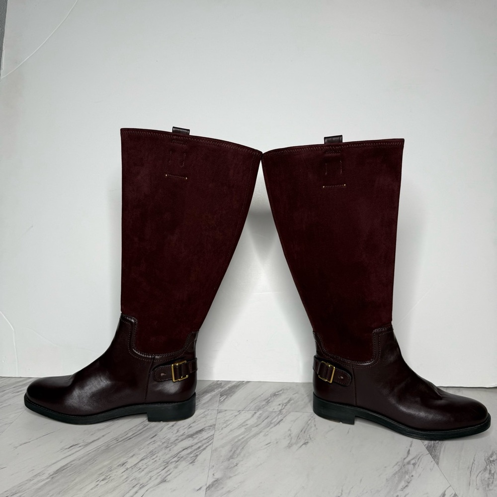 Franco Sarto Merina Burgundy Brown Wide Calf Tall Riding Boot 8M - Picture 7 of 15